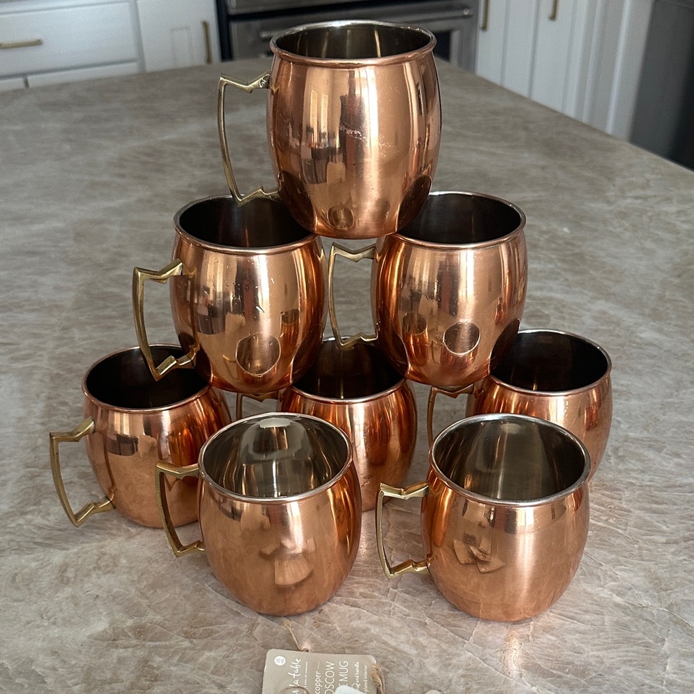 Sur La Table Copper Mug Set with Gold Handles